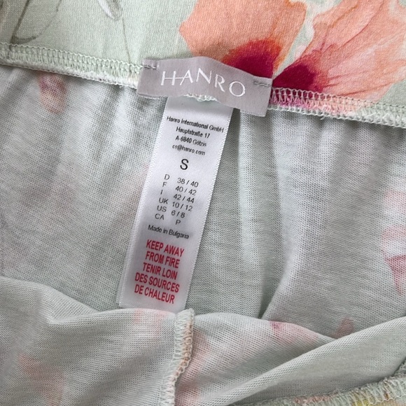Hanro Sz S Pajama Pant/Lounge Pant Pale Green Floral Cotton/Modal - Picture 3 of 8